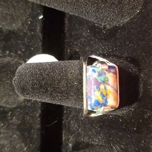 Multi color Silver Ring size9
